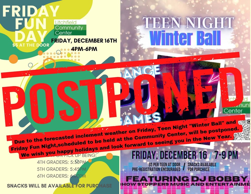 Postponed Friday Fun Day and Teen Night Winter Ball