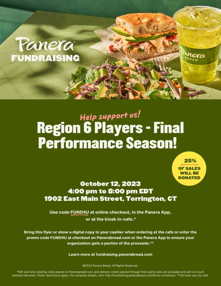 Region 6 Players Panera Bread Fundraiser Flyer 