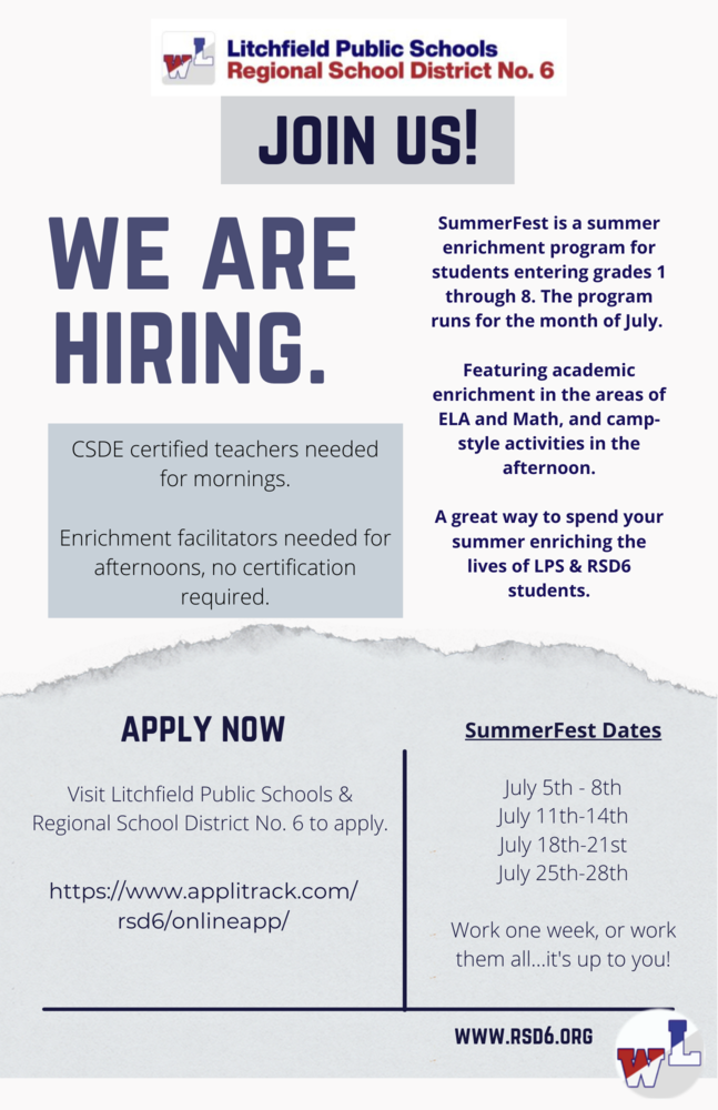 SummerFest Hiring Litchfield Intermediate School