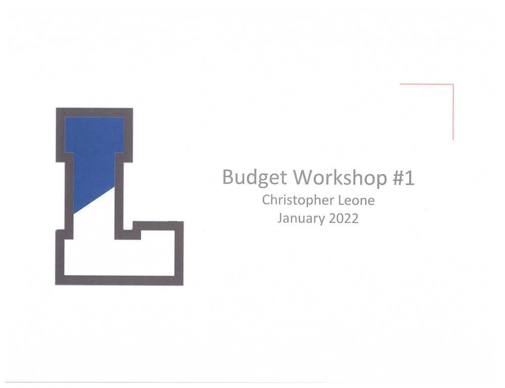 Cover Page of Budget Workshop Presentation