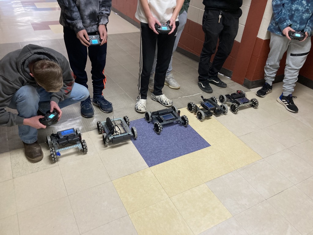 Wamogo Robotics students race their robots.